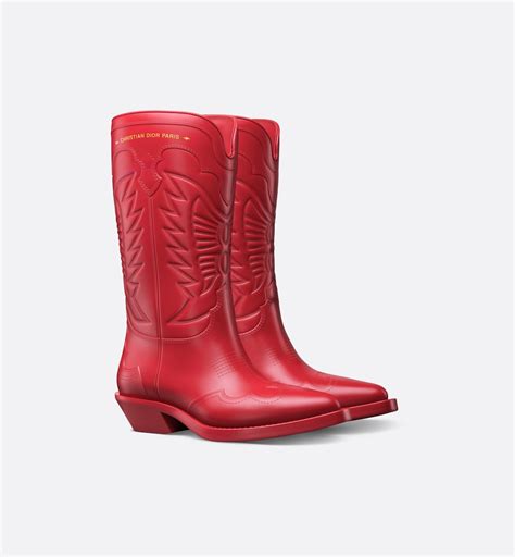 Dior Wind Heeled Boot Amaryllis Red Rubber 